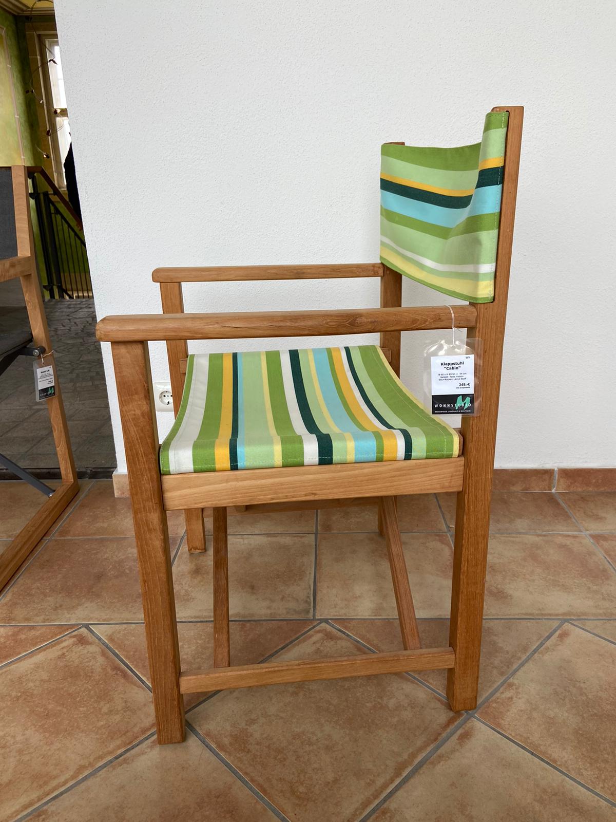 Outdoor Klappstuhl Cabin, Sitz + Rücken: Acryl Stoff, Gestell: Teak