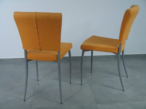 Stuhl, 2er Set, Stoff orange, Gestell Aluminium 3