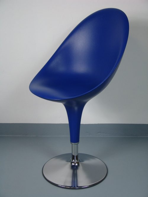 Drehstuhl "Bombo", höhenverstellbar, Sitz: Kunststoff, blau, Gestell: Verchromter Stahl 2